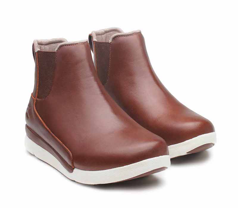 Side by side view of KURU Footwear LUNA Women's Chelsea Boot in RichWalnut-SoftCream