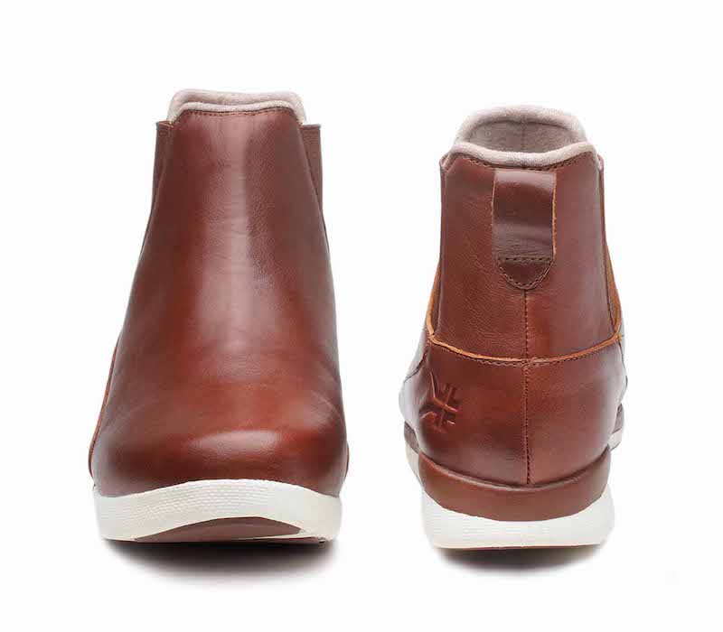 Front and back view on KURU Footwear LUNA Women's Chelsea Boot in RichWalnut-SoftCream