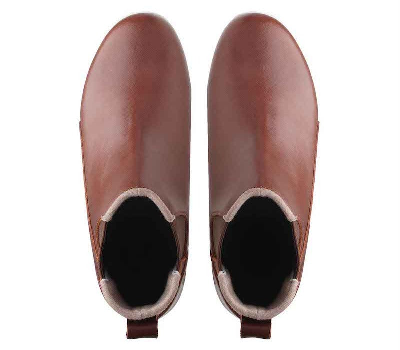 Top view of KURU Footwear LUNA Women's Chelsea Boot in RichWalnut-SoftCream