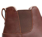 Close-up of the material on the KURU Footwear LUNA Women's Chelsea Boot in RichWalnut-SoftCream