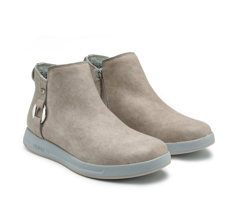 Side by side view of KURU Footwear TEMPO Women's Ankle Boot in WarmGray-Nickel