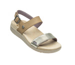 Toe touch view on KURU Footwear GLIDE Women's Sandal in Taupe-Metallic