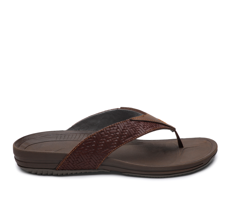 Outside profile details on the KURU Footwear KALA Men's Sandal in BahamaBrown