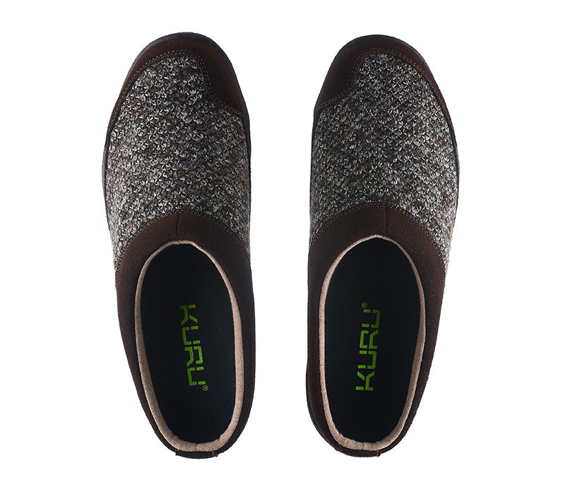 Top view of KURU Footwear DRAFT Men's Slipper in CocoaBrown