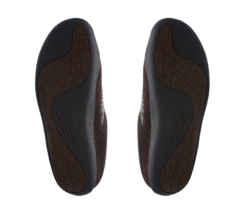 Detail of the sole pattern on the KURU Footwear DRAFT Men's Slipper in CocoaBrown