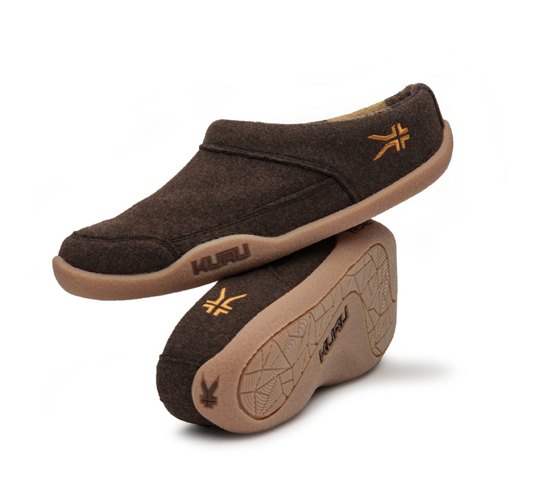 Stacked view of  KURU Footwear DRAFT Women's Slipper in CocoaBrown-Gum