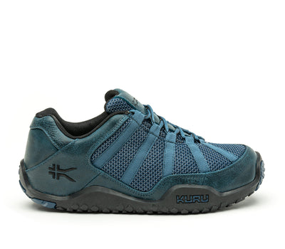 Outside profile details on the KURU Footwear CHICANE Women's Trail Hiking Shoe in MountainBlue-DuskBlue