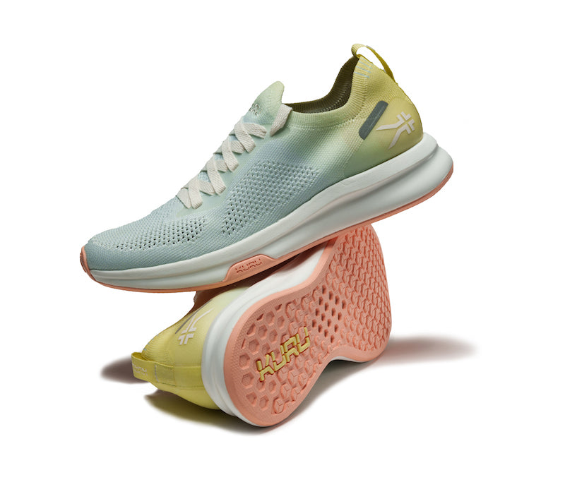 Stacked view of  KURU Footwear FLUX Women's Sneaker in LimeSorbet-MistBlue