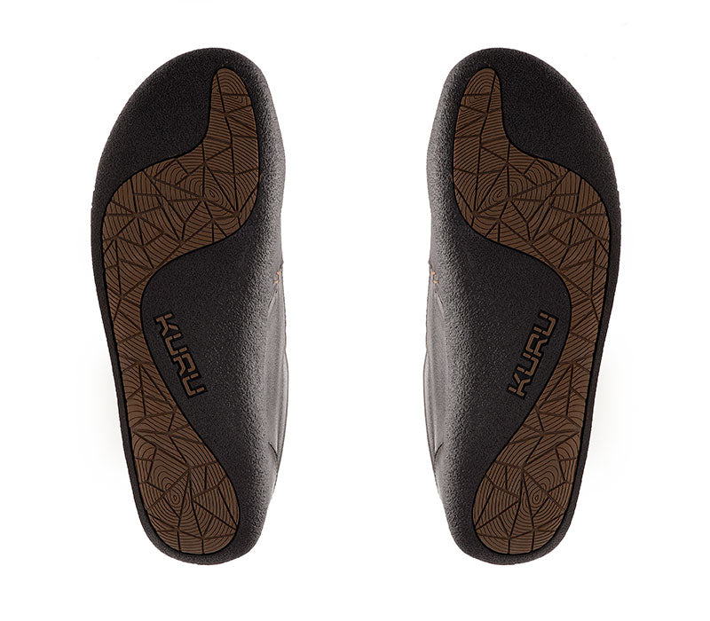 Detail of the sole pattern on the KURU Footwear KIVI Men's Slip-on Shoe in EspressoBrown