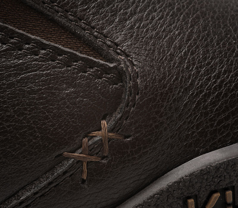 Close-up of the material on the KURU Footwear KIVI Men's Slip-on Shoe in EspressoBrown