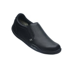 Toe touch view on KURU Footwear KIVI Women's Slip-on Shoe in JetBlack-FogGray