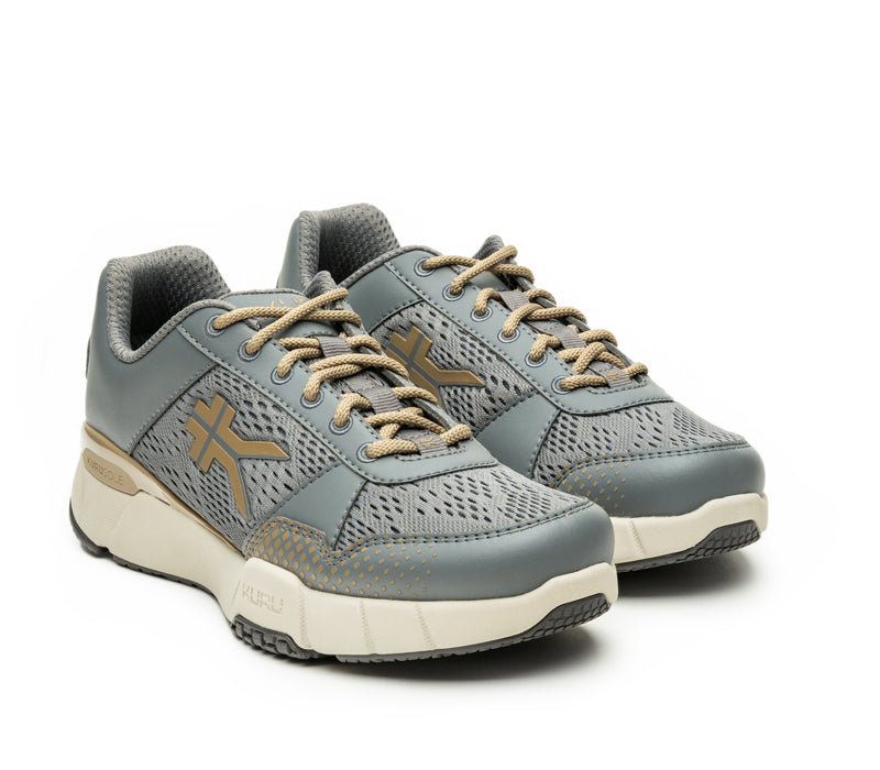 Side by side view of KURU Footwear QUANTUM Women's Fitness Sneaker in Slate Gray-Sand