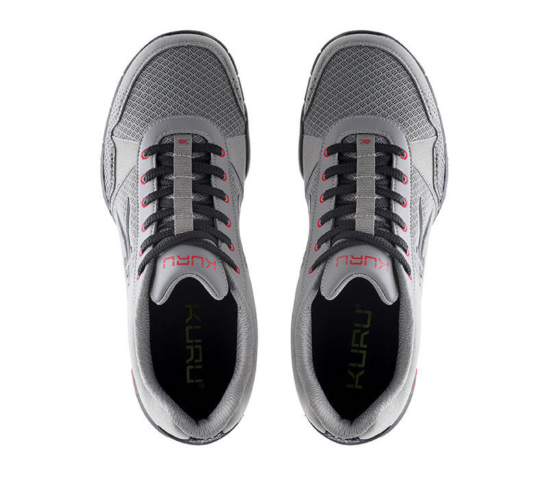 Top view of KURU Footwear QUANTUM Men's Fitness Sneaker in Tungsten-CardinalBlack