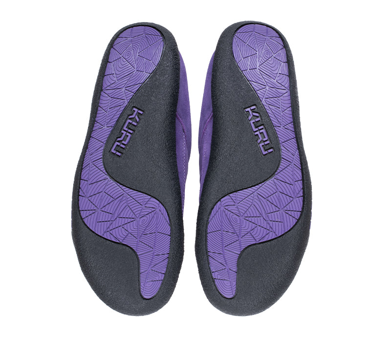 Detail of the sole pattern on the KURU Footwear DRAFT Women's Slipper in PurplePunch-Black