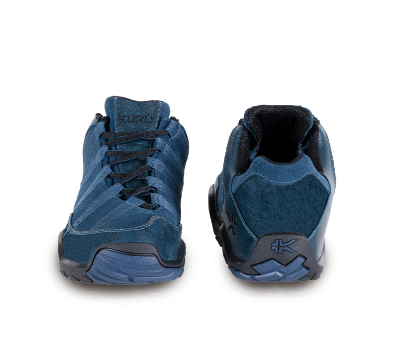 Front and back view on KURU Footwear CHICANE Women's Trail Hiking Shoe in MountainBlue-Black